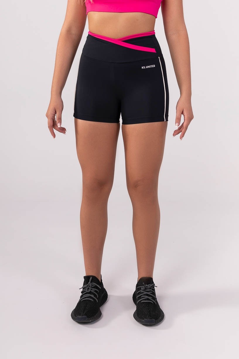 K3847-A_Short_com_Cos_Transpassado_e_Vivo_Preto__Rosa__Off-White__Ref:_K3847-A