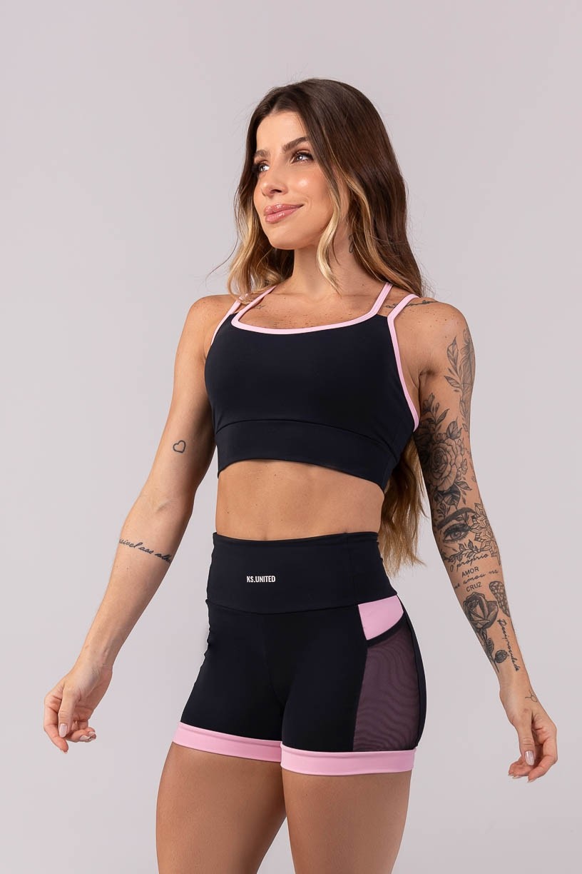 K3918-A_Top_Bicolor_com_Alcas_Duplas_Preto__Rosa_Claro__Ref:_K3918-A