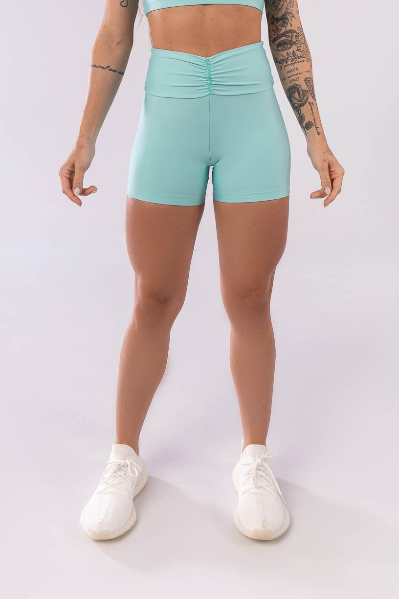 K3942-A_Short_com_Franzido_no_Cos_Verde_Claro__Ref:_K3942-A