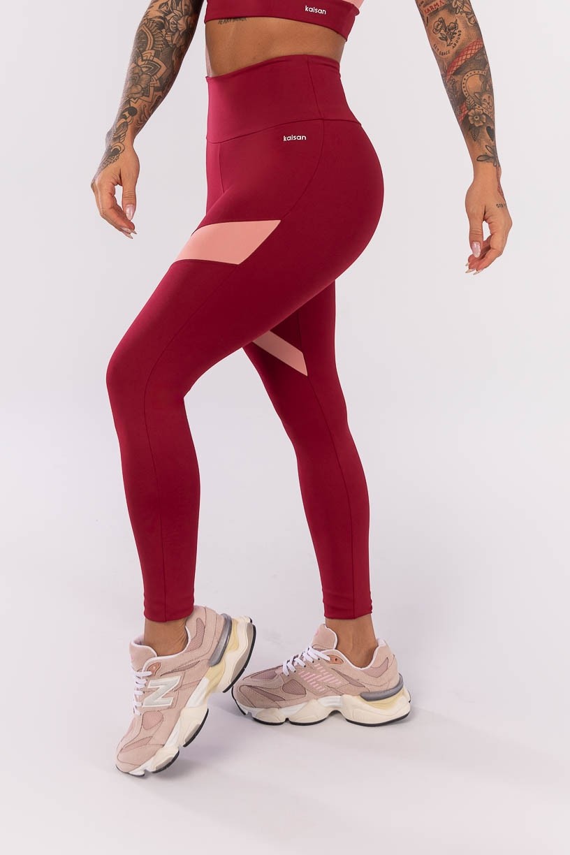 K4011-A_Calca_Legging_Bicolor_com_Recortes_Vinho__Rosa_Claro__Ref:_K4011-A