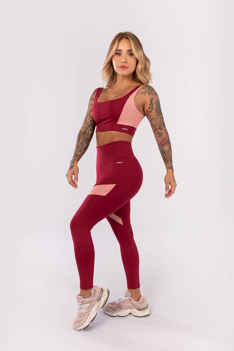 K4011-A_Calca_Legging_Bicolor_com_Recortes_Vinho__Rosa_Claro__Ref:_K4011-A