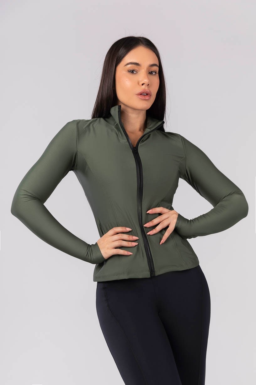 K4228-A_Casaco_Slim_com_Gola_Alta_Verde_Militar__Ref:_K4228-A