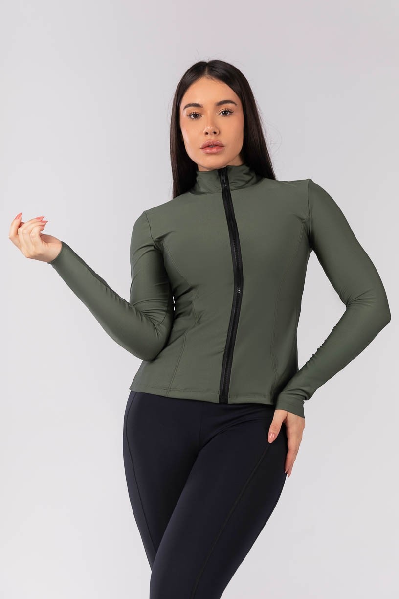 K4228-A_Casaco_Slim_com_Gola_Alta_Verde_Militar__Ref:_K4228-A