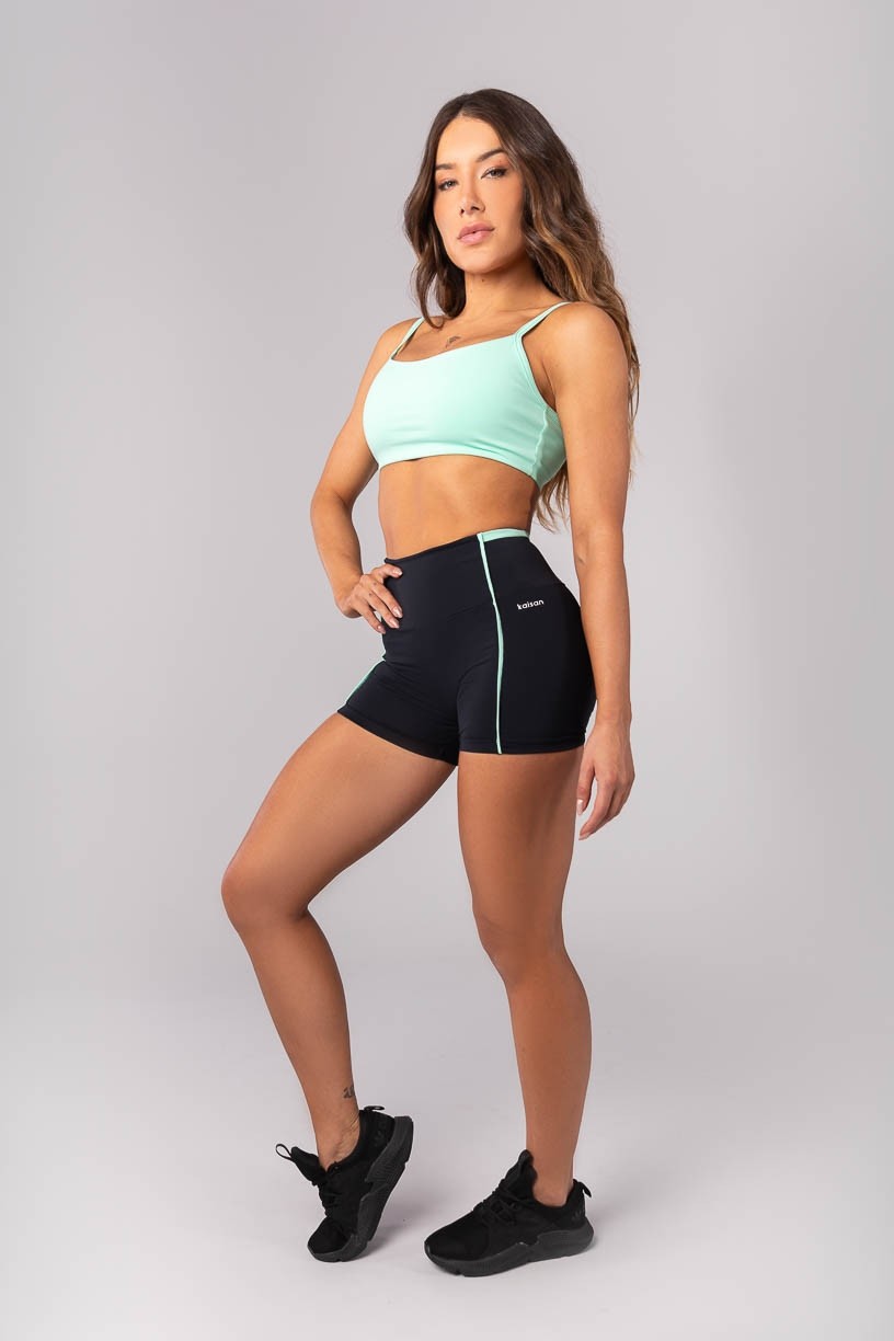 K4144-A_Short_com_Vivo_e_Vira_Preto__Menta__Ref:_K4144-A