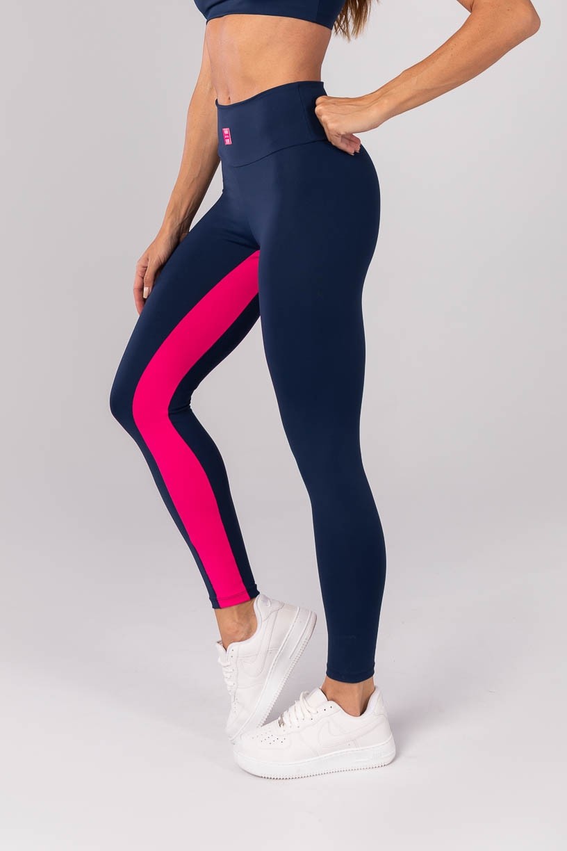 K4179-B_Calca_Legging_com_Recorte_no_Entrepernas_Azul_Marinho__Rosa_Pink__Ref:_K4179-B