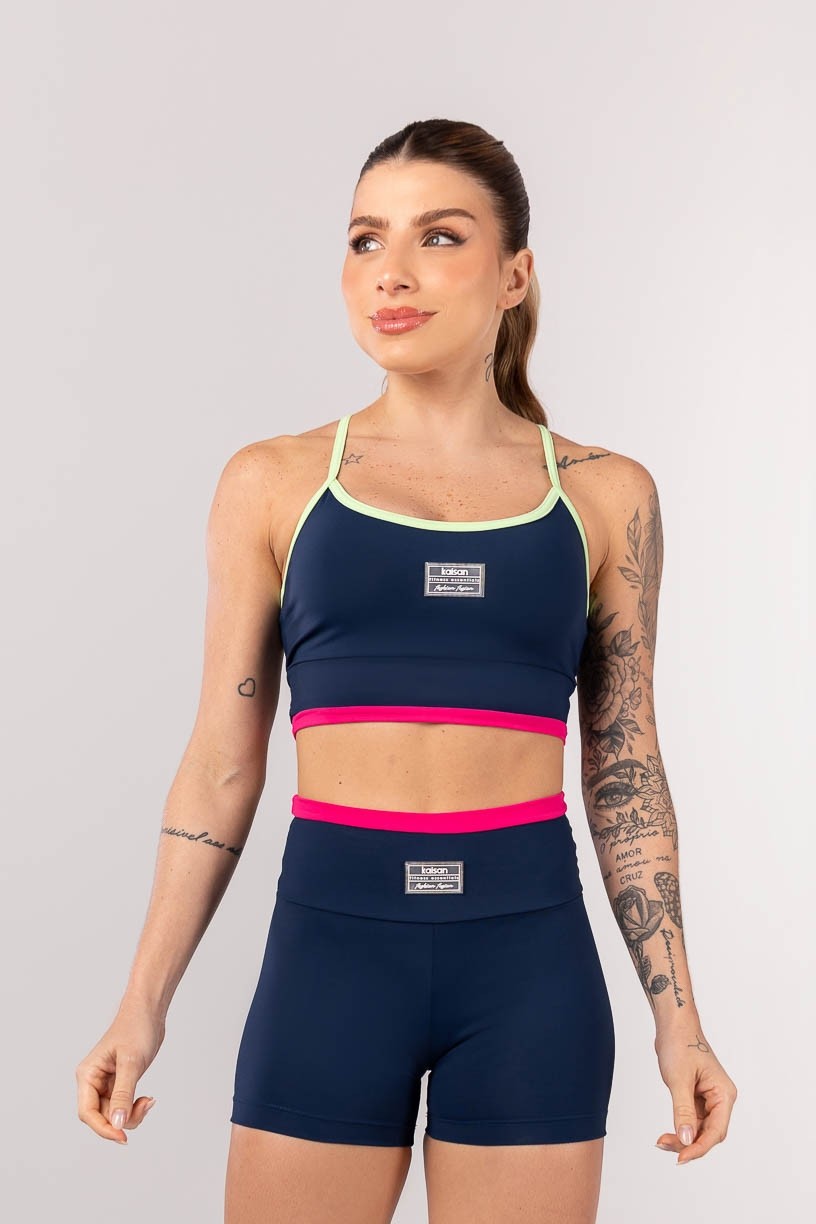 K4244-A_Top_Tricolor_com_Alcas_Cruzadas_Azul_Marinho__Rosa_Pink__Verde__Ref:_K4244-A