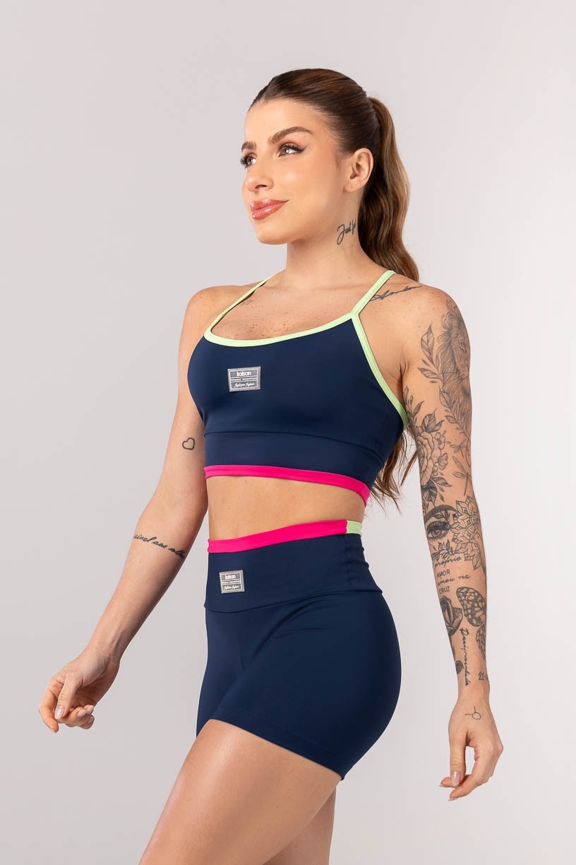 K4244-A_Top_Tricolor_com_Alcas_Cruzadas_Azul_Marinho__Rosa_Pink__Verde__Ref:_K4244-A