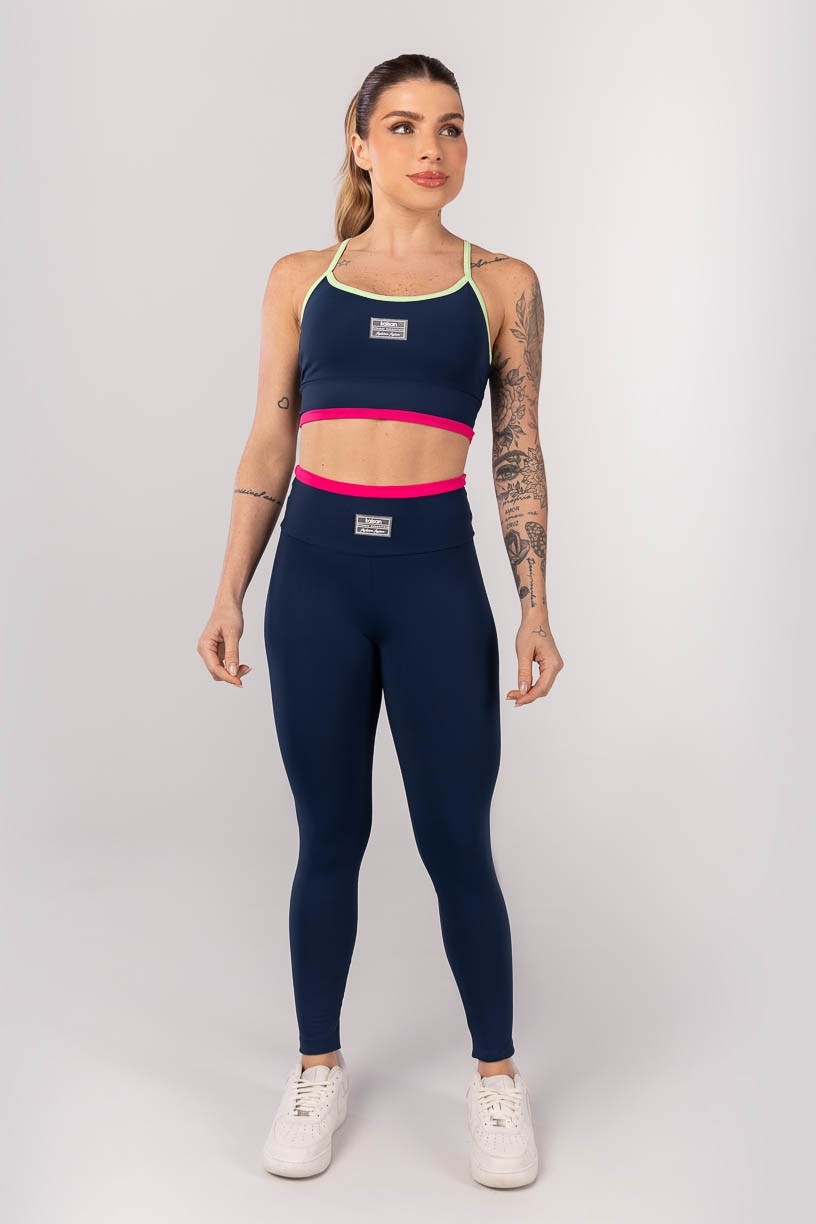 K4245-A_Calca_Legging_Tricolor_com_Vira_Azul_Marinho__Rosa_Pink__Verde__Ref:_K4245-A
