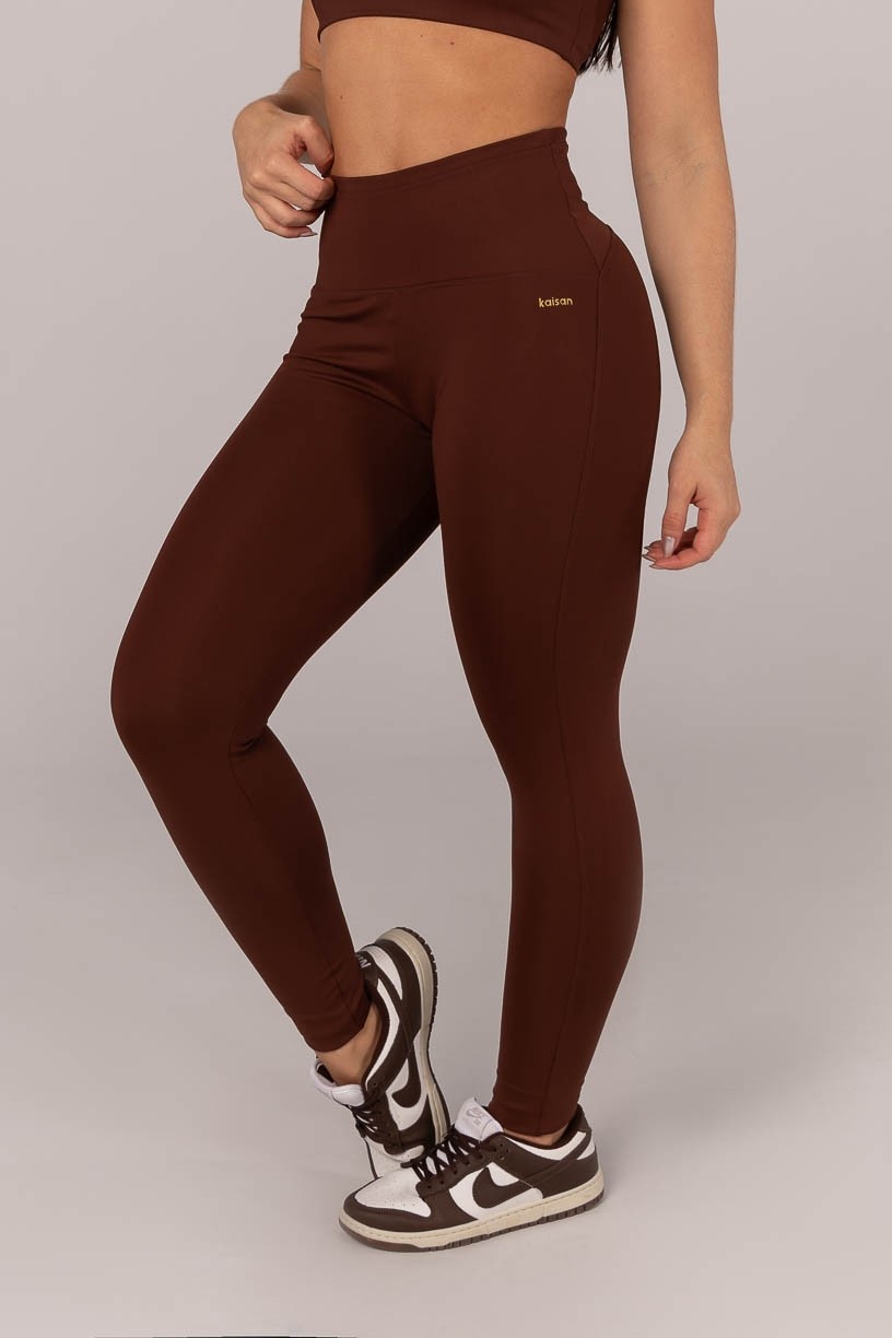 K4290-C_Calca_Legging_com_Vira_e_Cos_em_V_Marrom_Escuro__Ref:_K4290-C