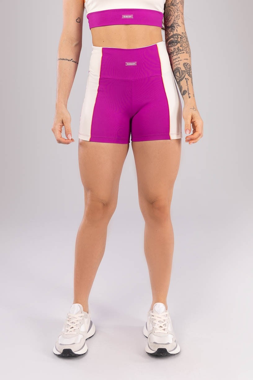 K4188-B_Short_com_Faixa_e_Vivo_Roxo__Off-White__Laranja_Claro__Ref:_K4188-B