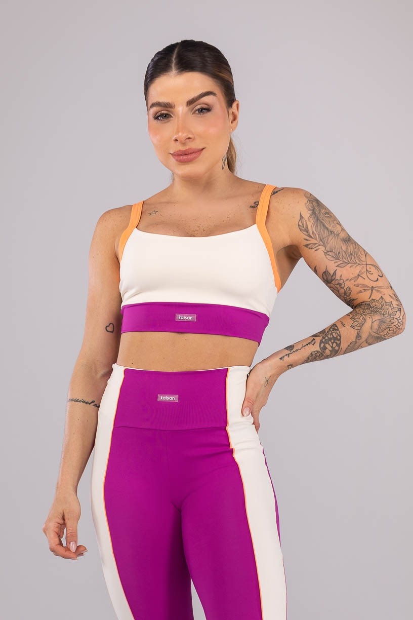 K4186-B_Top_Tricolor_com_Alcas_Largas_Off-White__Roxo__Laranja_Claro__Ref:_K4186-B