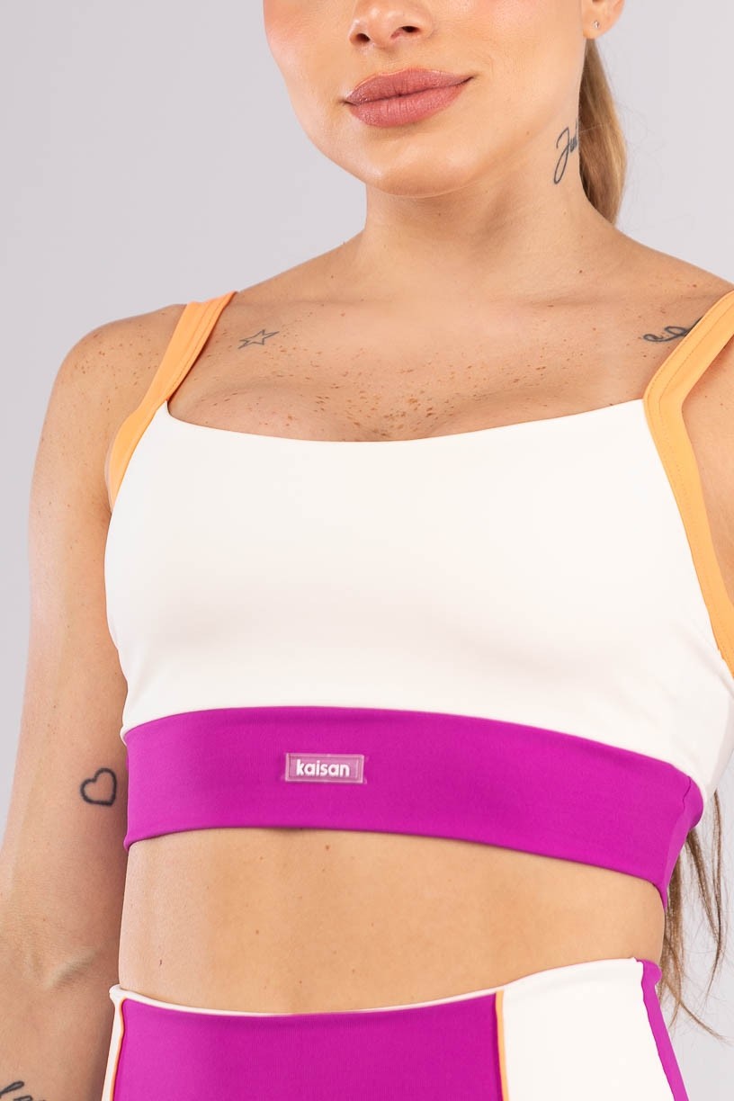 K4186-B_Top_Tricolor_com_Alcas_Largas_Off-White__Roxo__Laranja_Claro__Ref:_K4186-B