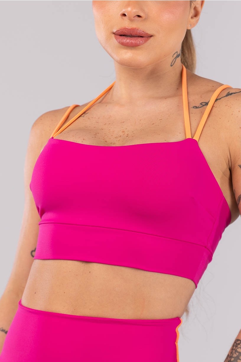K4424-B_Top_com_Alcas_Duplas_Contrastantes_Rosa_Choque__Laranja_Claro__Ref:_K4424-B