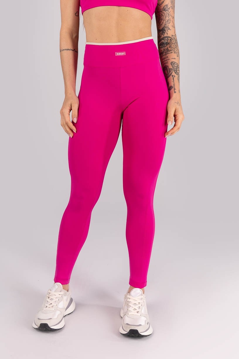 K4451-B_Calca_Legging_com_Recortes_e_Cos_de_Vira_Contrastante_Rosa_Choque__Bege__Ref:_K4451-B