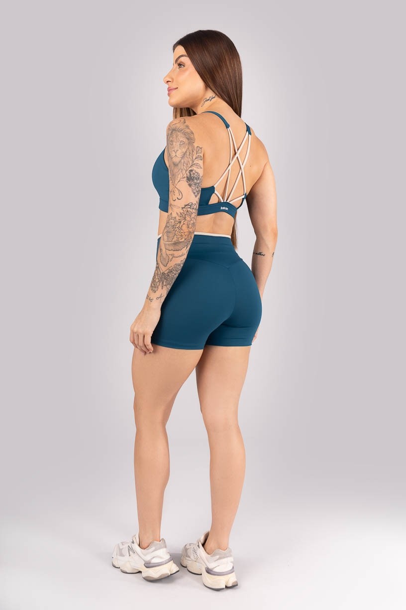 K4300-D_Short_sem_Gancho_com_Vira_Azul_Petroleo__Bege__Ref:_K4300-D