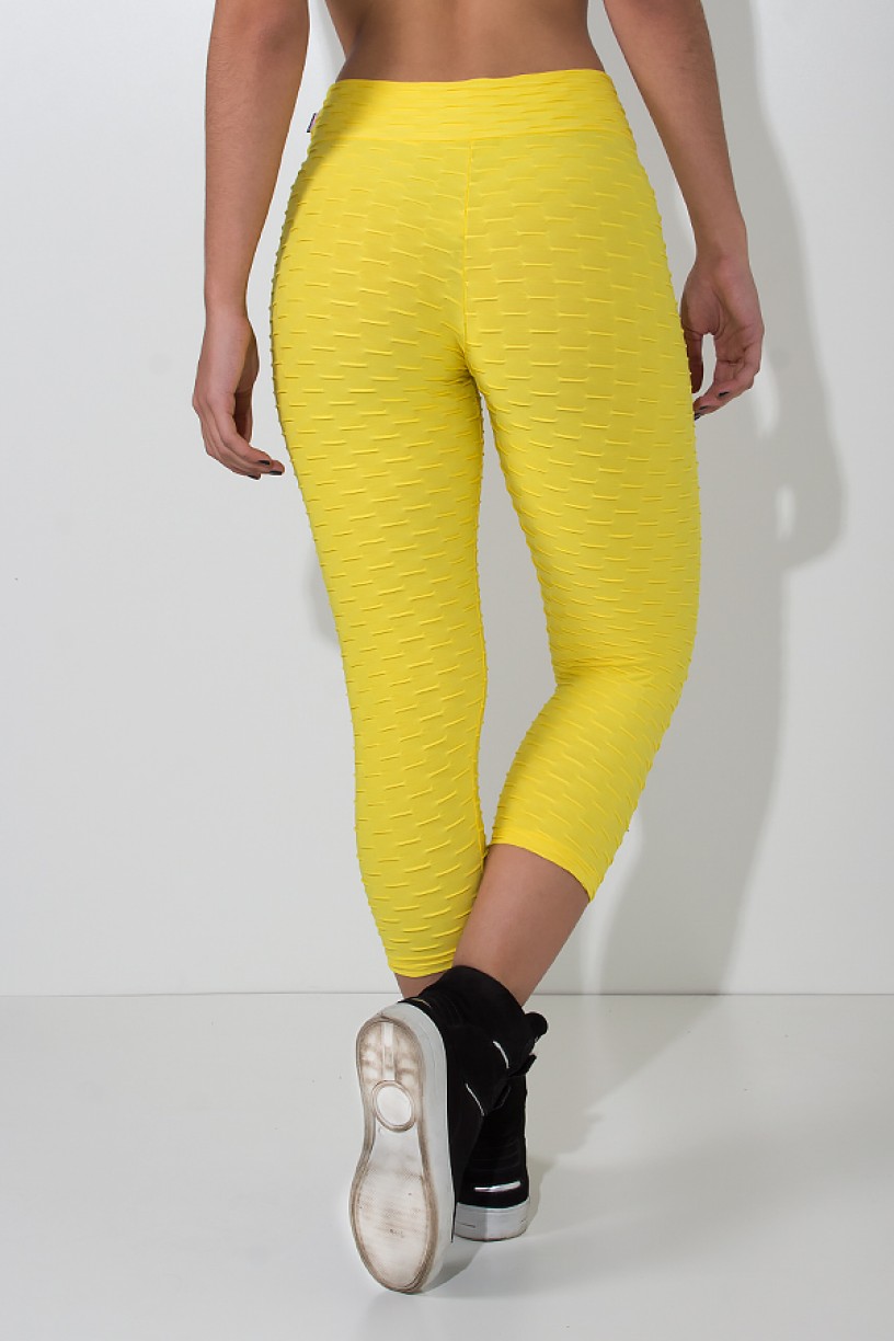 Calça Corsário Tecido Bolha (Amarelo) | Ref: KS-F105-003