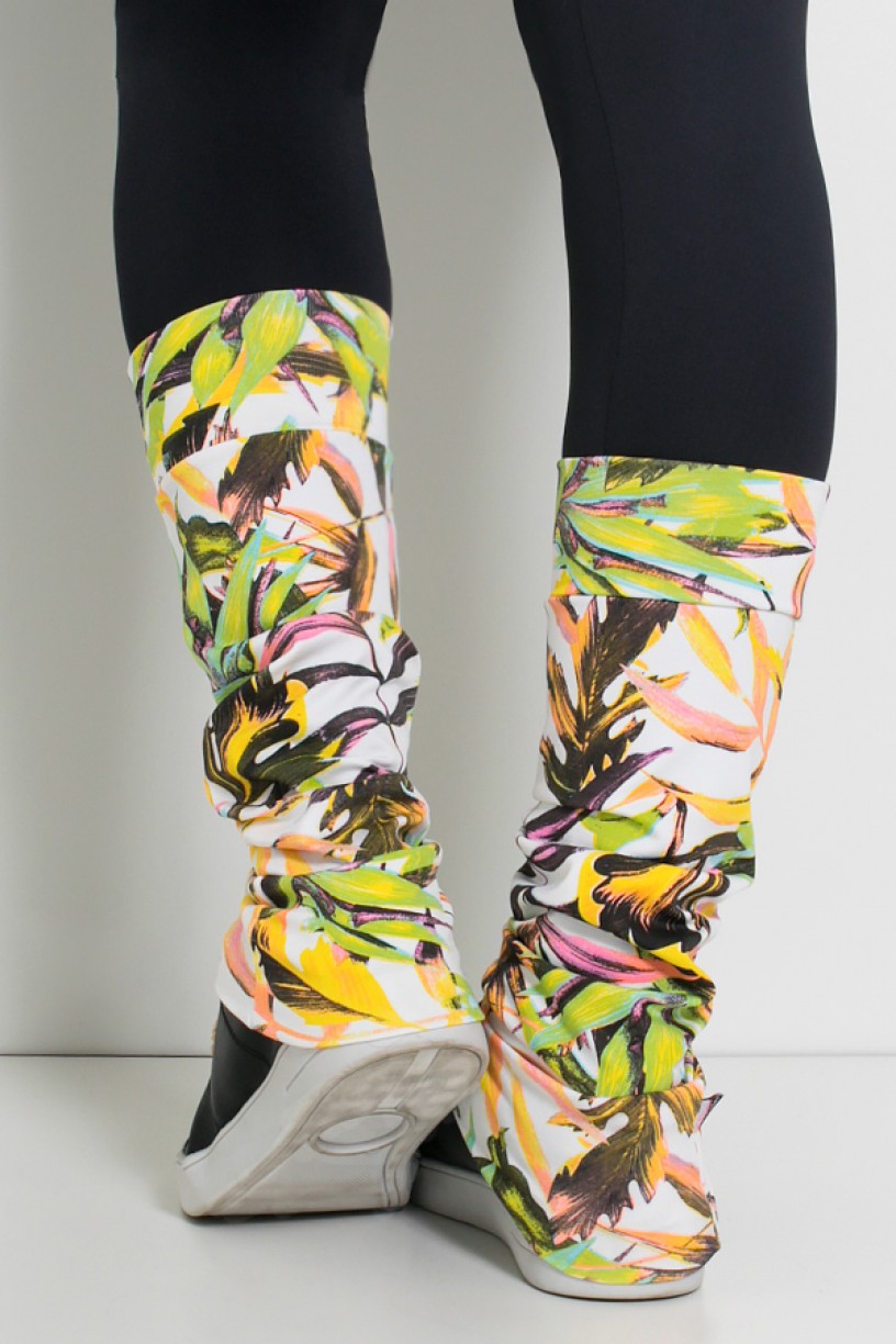 Polaina Fitness Estampada (Branco com Folhagem Colorida) | Ref: KS-F165-001