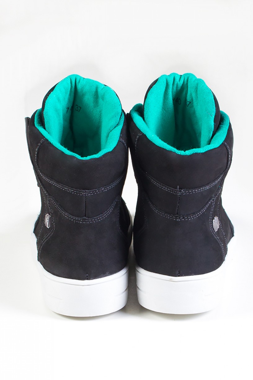Sneaker Cano Médio Nobuck (Preto / Verde) | Ref: KS-T45-001