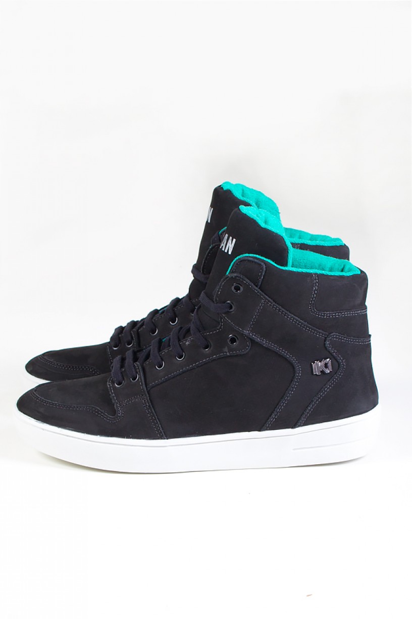Sneaker Cano Médio Nobuck (Preto / Verde) | Ref: KS-T45-001