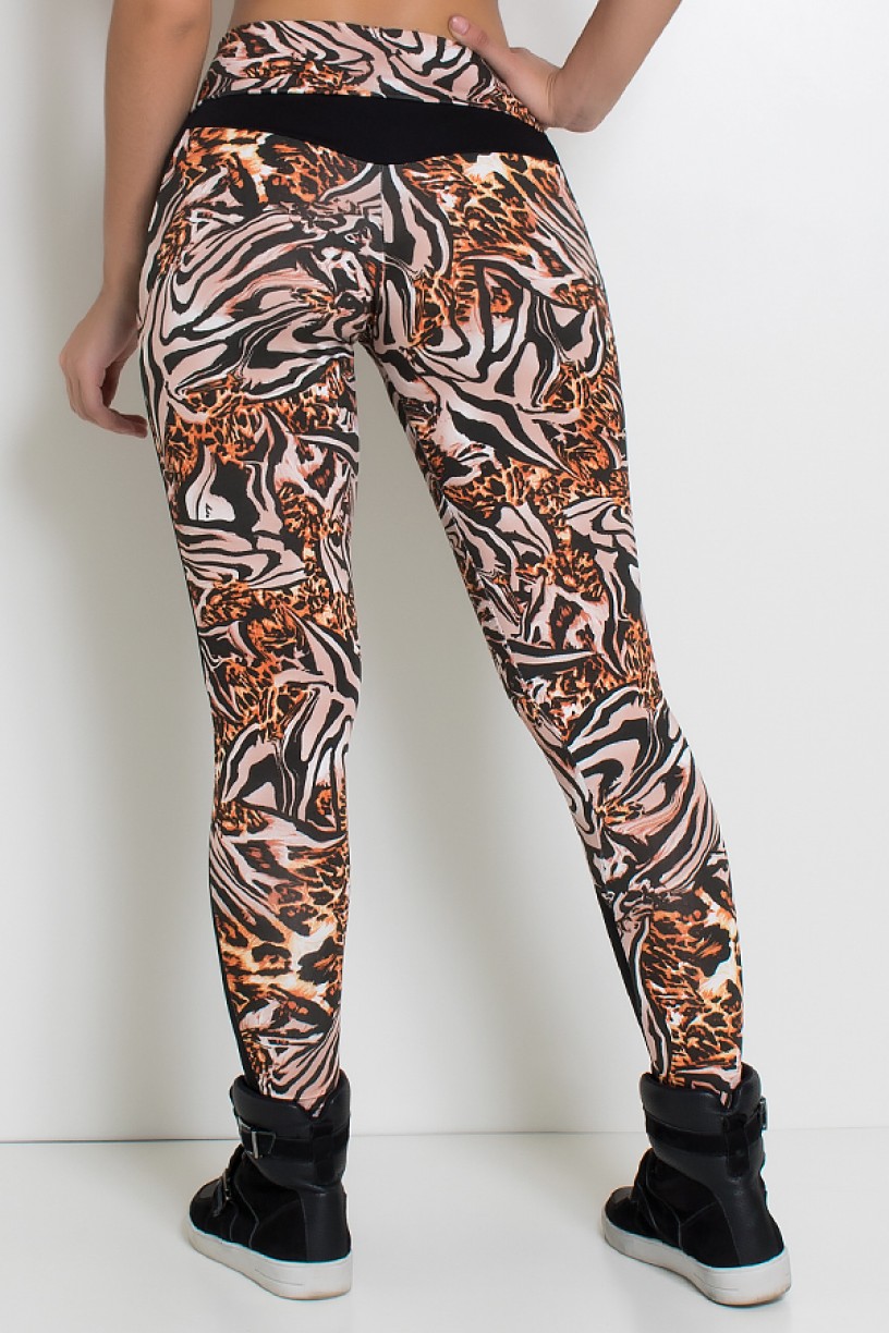 Calça Hilary Estampada com Detalhe Liso | Ref: F668