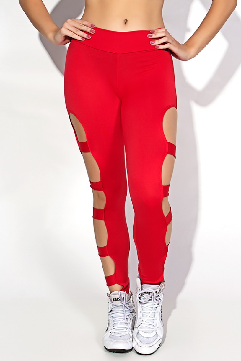 Calça Legging Rasgada (Vermelho) | Ref: KS-F98-001