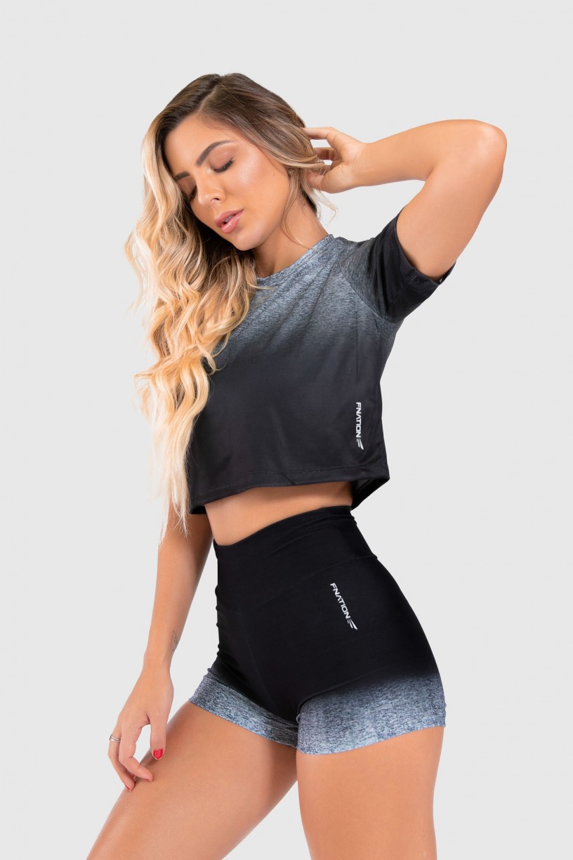 Cropped Fitness Soltinho Estampa Digital Gray Gradient | Ref: GO173