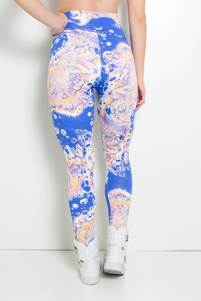 Legging Estampada Manchado Branco Laranja Verde e Azul | Ref: KS-F27-087