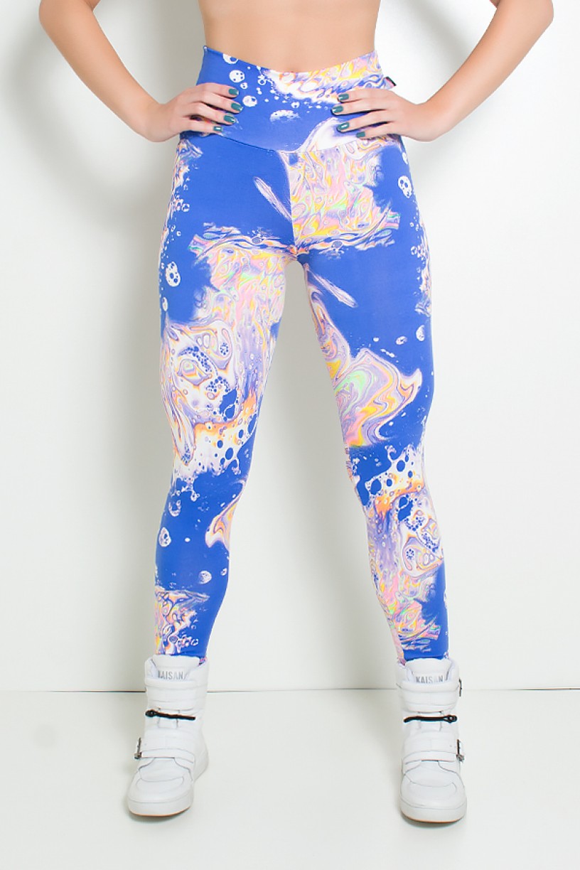 Legging Estampada Manchado Branco Laranja Verde e Azul | Ref: KS-F27-087