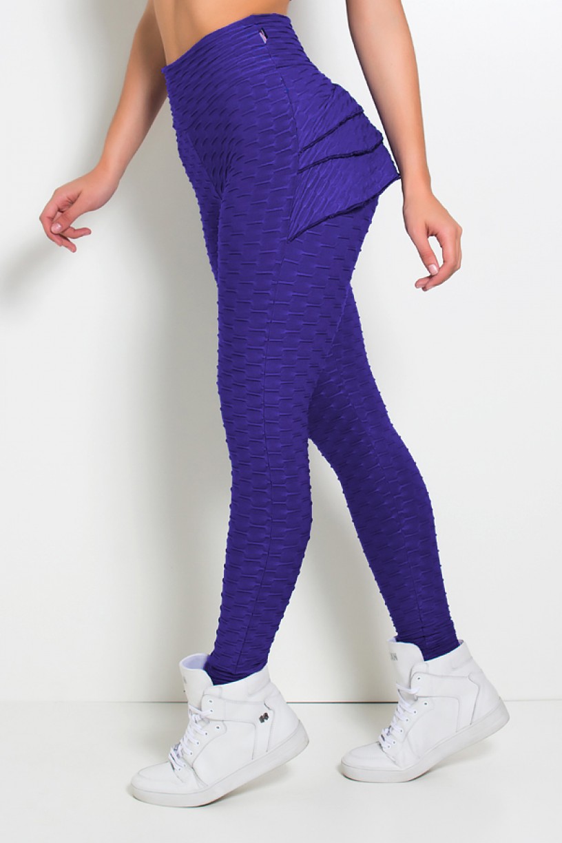 Calça Com Babado Tecido Bolha (Violeta) | Ref: KS-F348-001