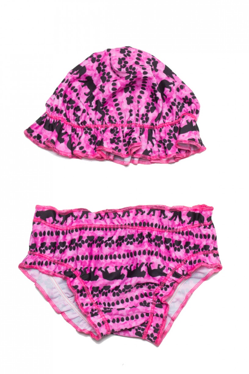 Conjunto Praia Bebê Tamanho Único (Rosa com Pegadas) | Ref: DVBQ60-002