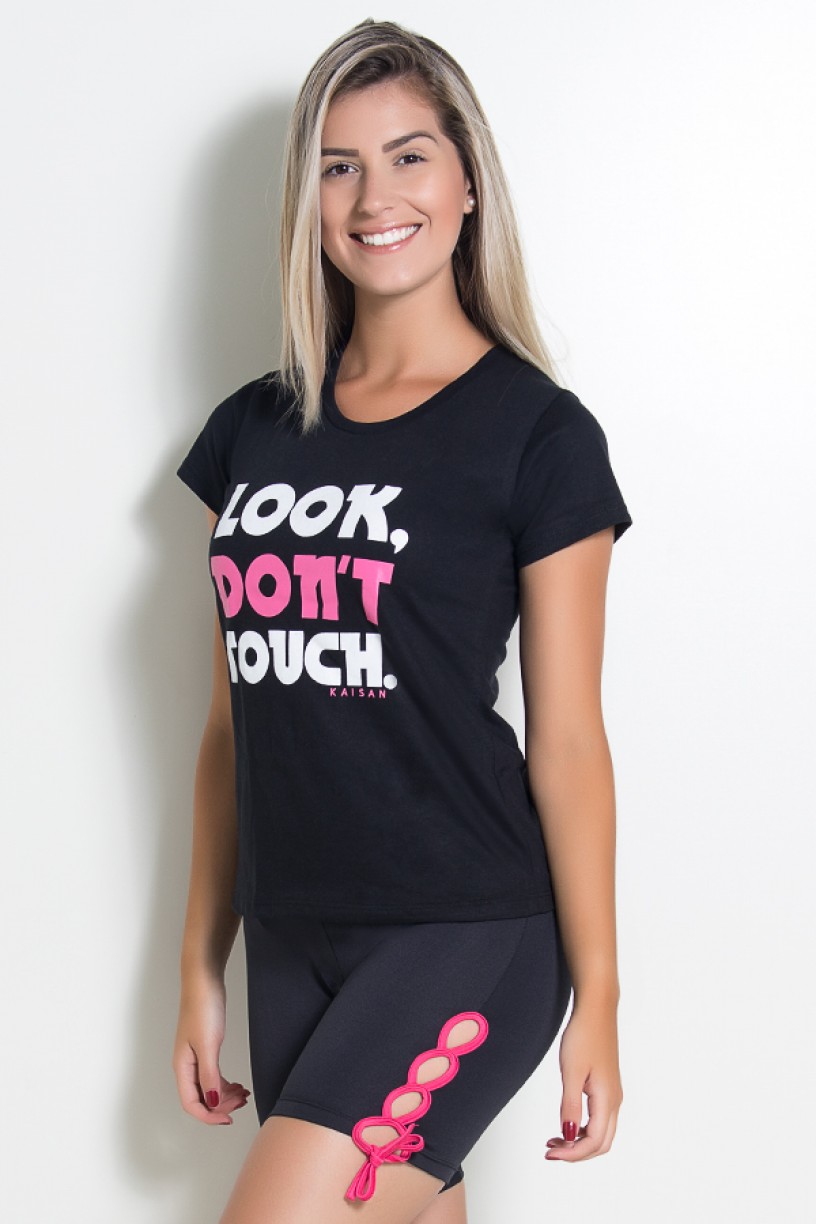 Camiseta Feminina Look Don t Touch (Preto) | KS-F235-001