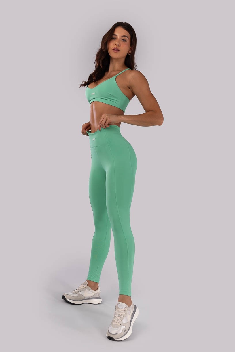 Calça Legging com Faixa Lateral (Verde Menta) | Ref: K4536-B