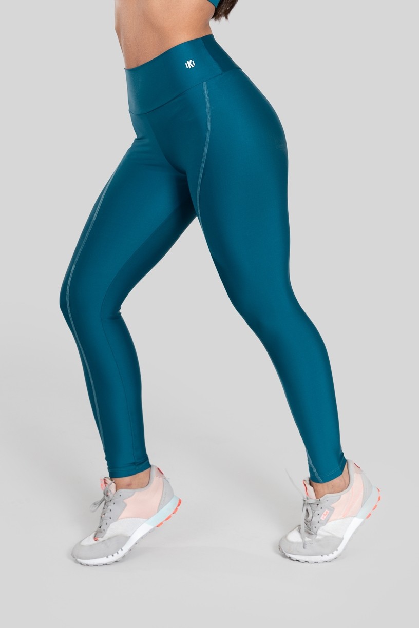 Calça Legging com Recorte Curvo e Pesponto (Azul Petróleo) | Ref: K2886-K