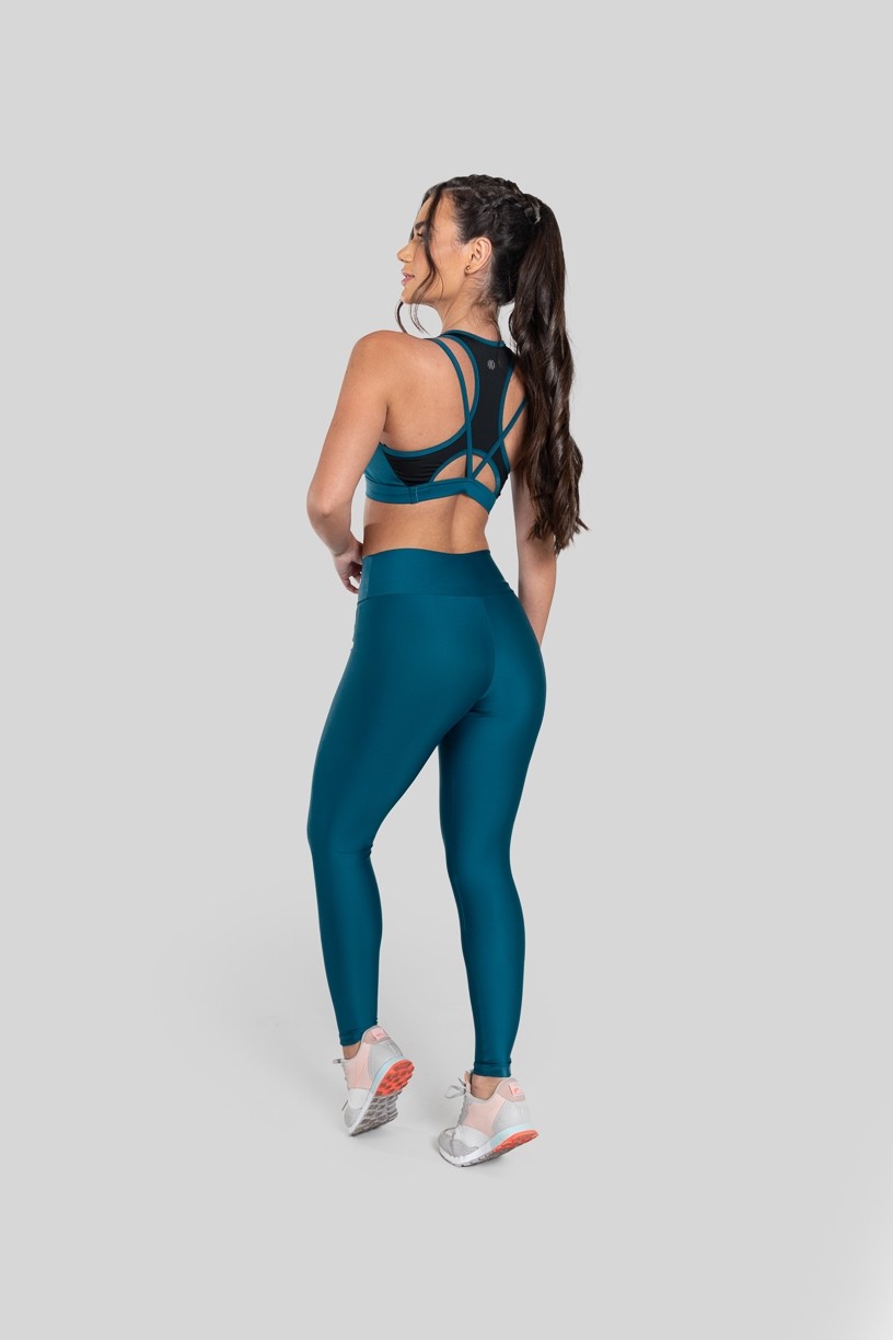 Calça Legging com Recorte Curvo e Pesponto (Azul Petróleo) | Ref: K2886-K