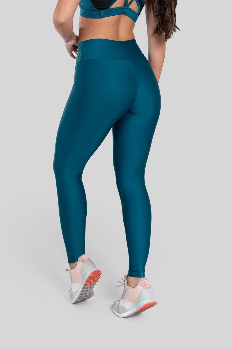 Calça Legging com Recorte Curvo e Pesponto (Azul Petróleo) | Ref: K2886-K