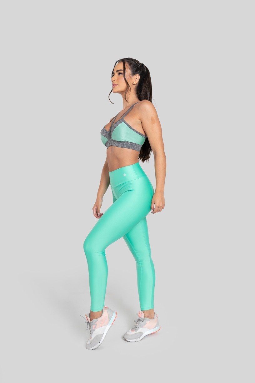 Calça Legging com Recorte Curvo e Pesponto (Verde Esmeralda) | Ref: K2886-J