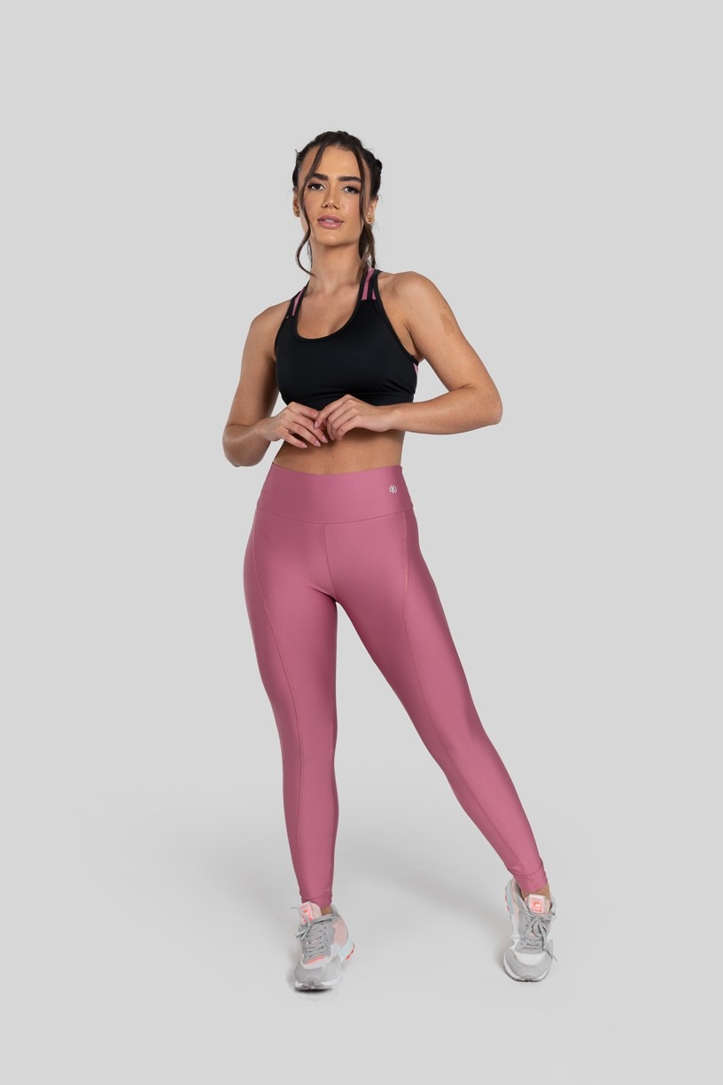 Calça Legging com Recorte Curvo e Pesponto (Rosa) | Ref: K2886-H