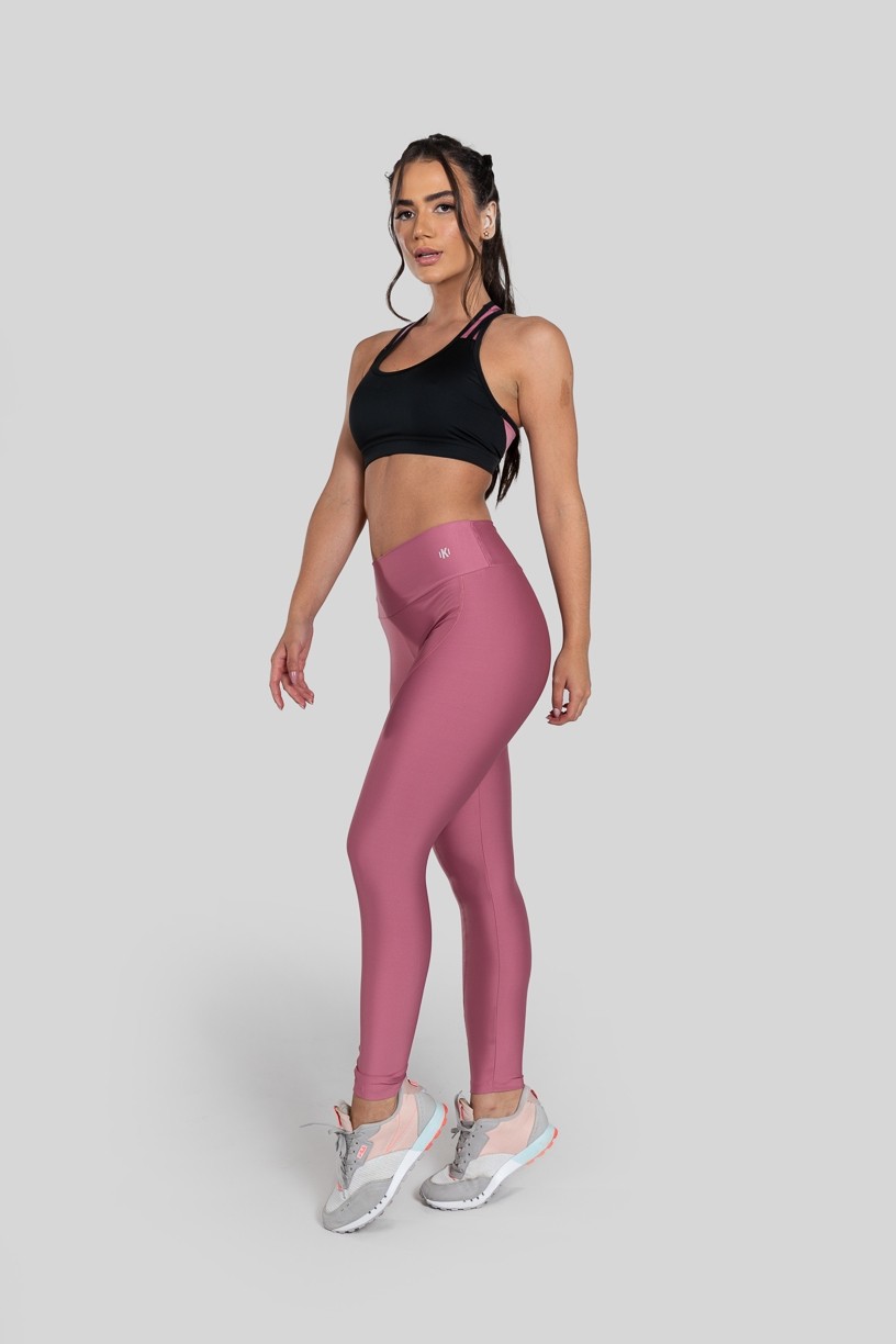 Calça Legging com Recorte Curvo e Pesponto (Rosa) | Ref: K2886-H