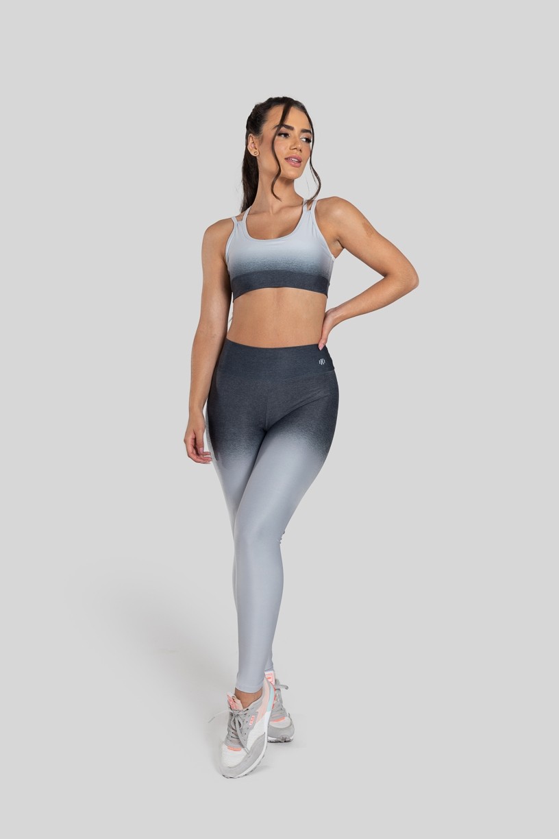 Calça Legging Estampa Digital com Cós Duplo (Grey Blend) | Ref: K2977-A