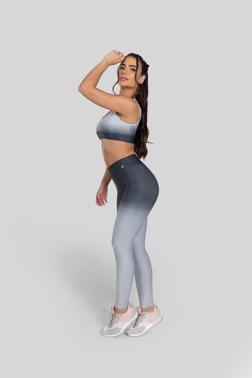 Calça Legging Estampa Digital com Cós Duplo (Grey Blend) | Ref: K2977-A