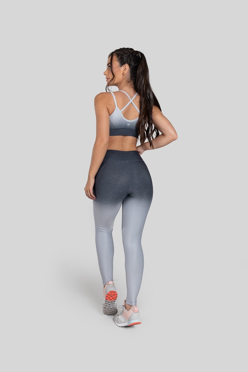 Calça Legging Estampa Digital com Cós Duplo (Grey Blend) | Ref: K2977-A