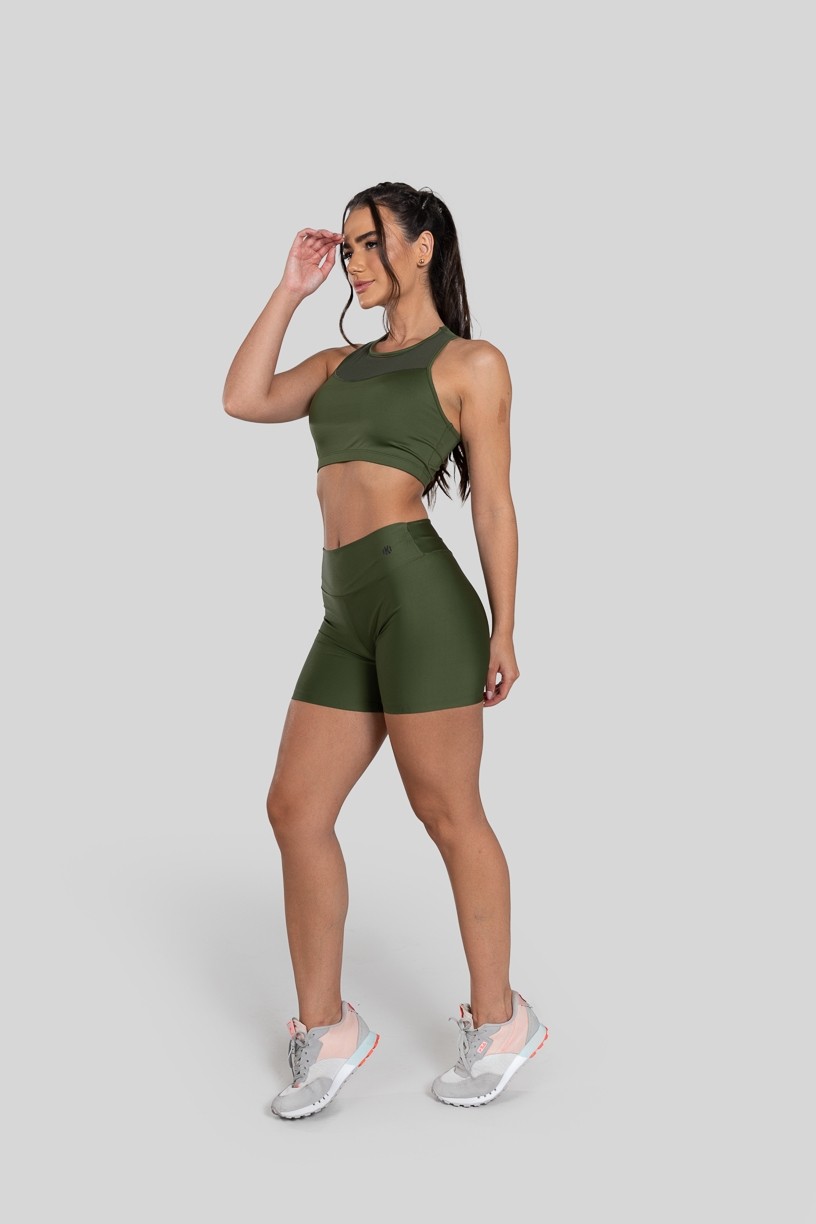 Short com Franzido Bumbum Up (Verde Militar) | Ref: K2883-E