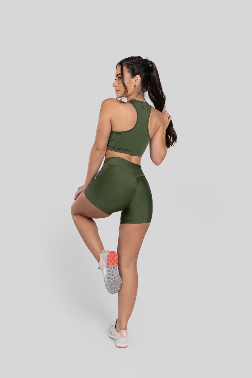 Short com Franzido Bumbum Up (Verde Militar) | Ref: K2883-E