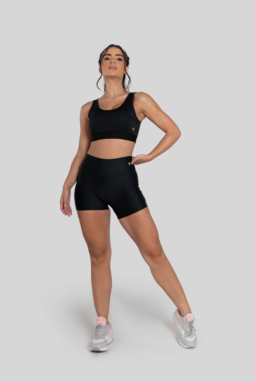 Top com Costas Transpassadas e Elástico (Preto) | Ref: K2884-A