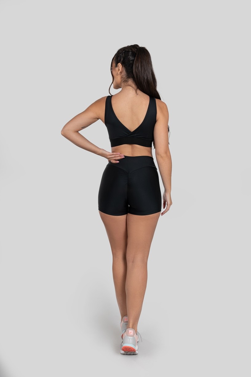 Short com Franzido Bumbum Up (Preto) | Ref: K2883-A