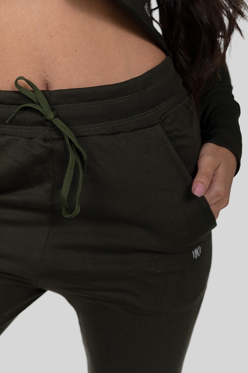 Calça Jogger Lisa de Moletom (Verde Militar) | Ref: K2897-E