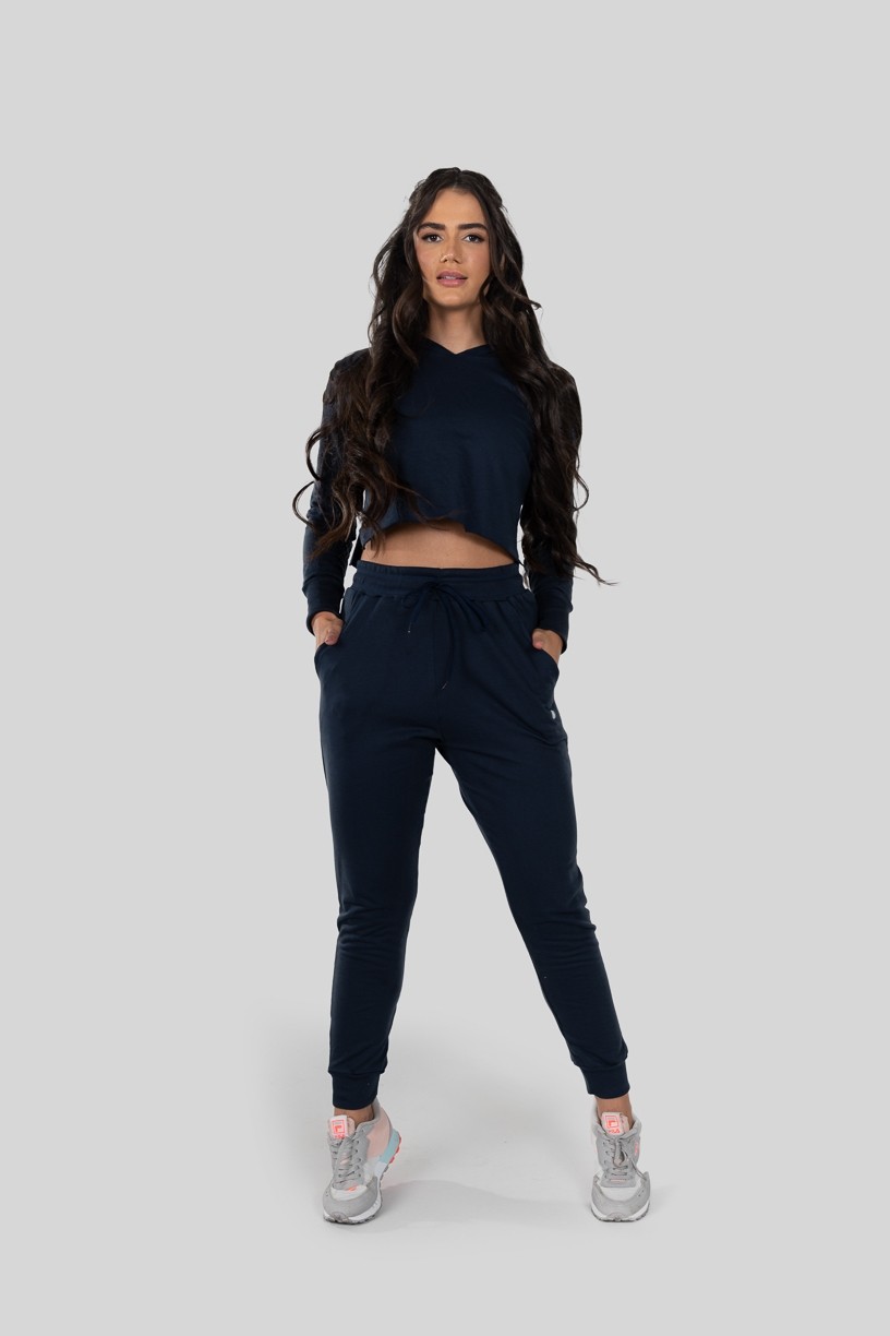 Calça Jogger Lisa de Moletom (Azul Marinho) | Ref: K2897-D