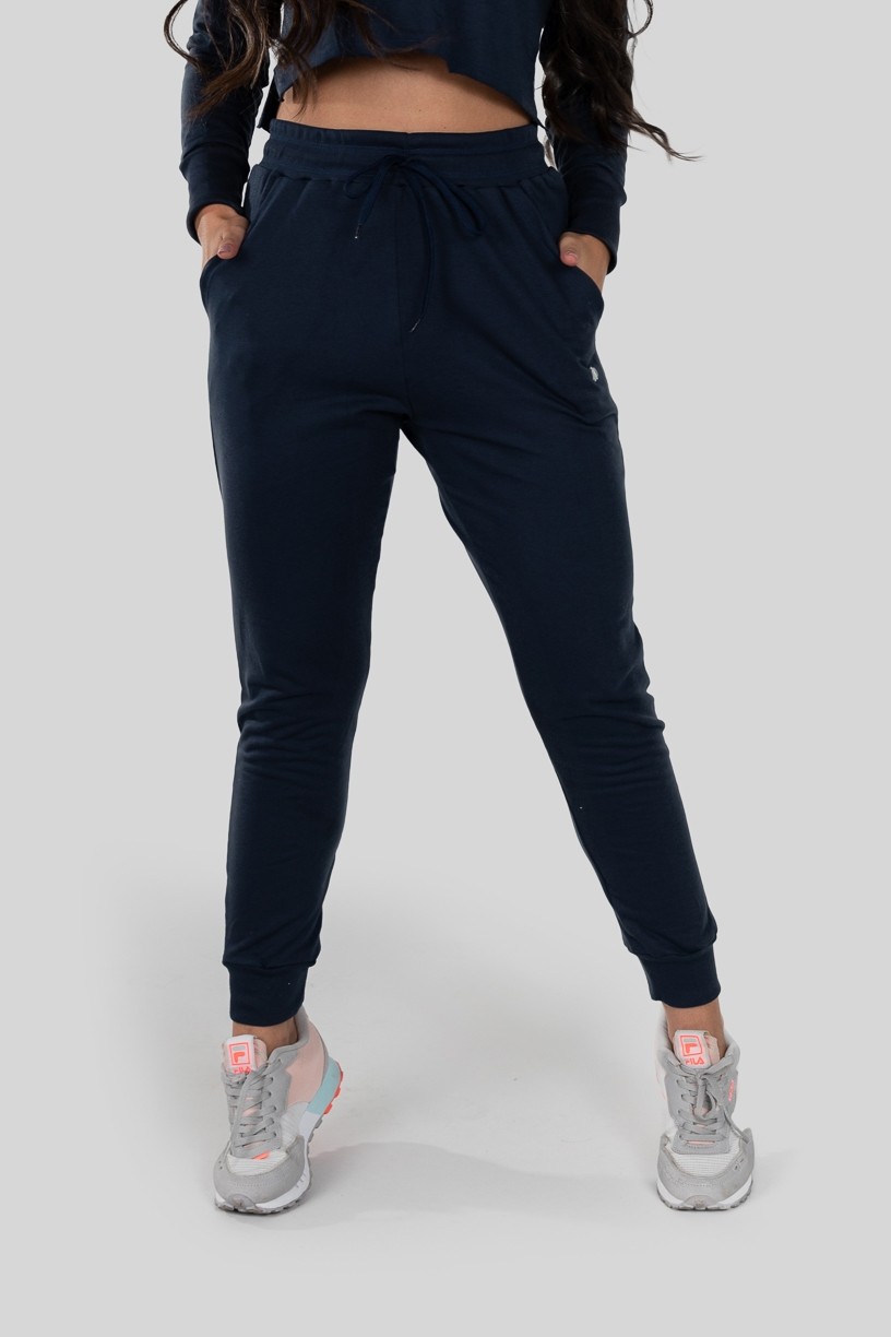 Calça Jogger Lisa de Moletom (Azul Marinho) | Ref: K2897-D