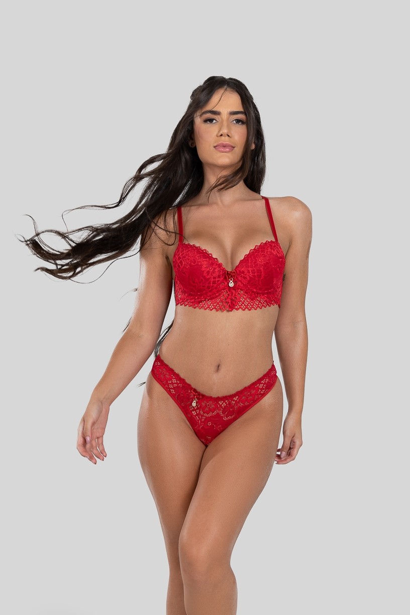 Conjunto Lingerie Ana (Vermelho) | Ref: P05-1-B