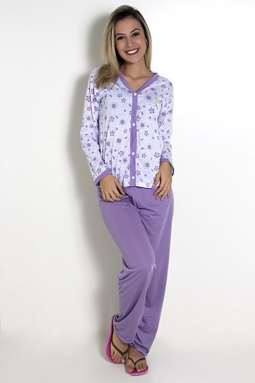 Pijama feminino longo 182 (Lilás)